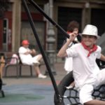 Kids playing at running of the Bulls