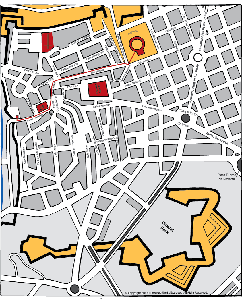 Pamplona Bull Run Map | About the Running of the Bulls