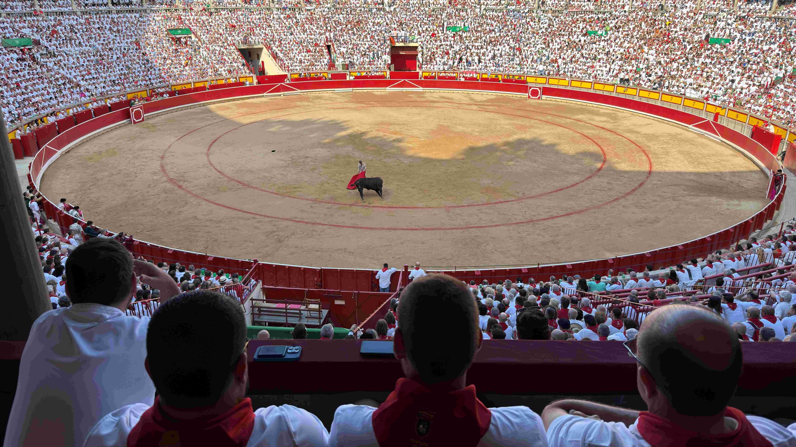 bullfight in pamplona during san fermin in stands