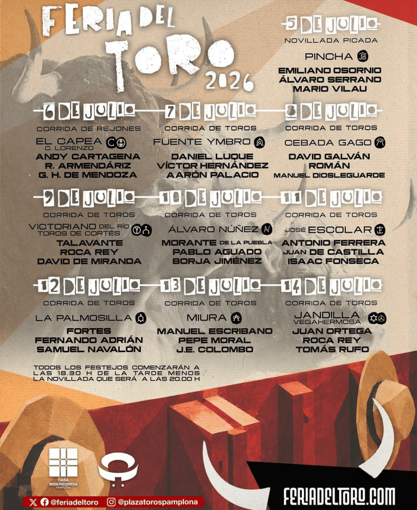 san fermin bullfighter schedule in pamplona spain